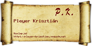 Pleyer Krisztián névjegykártya